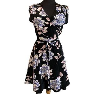 Page Floral Wrap Dress in Black and White
